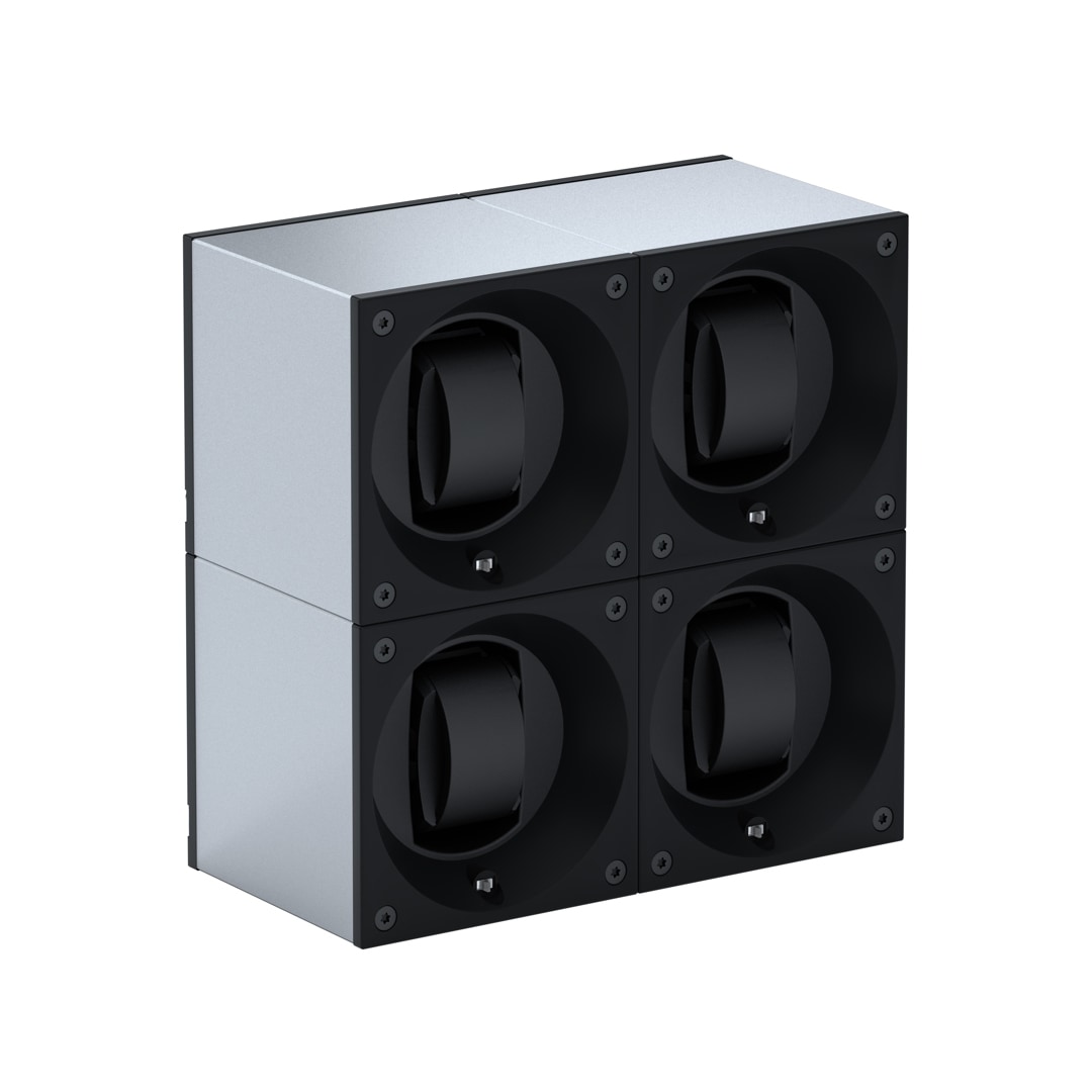 SwissKubik Masterbox Aluminium Silber - 4 Uhren