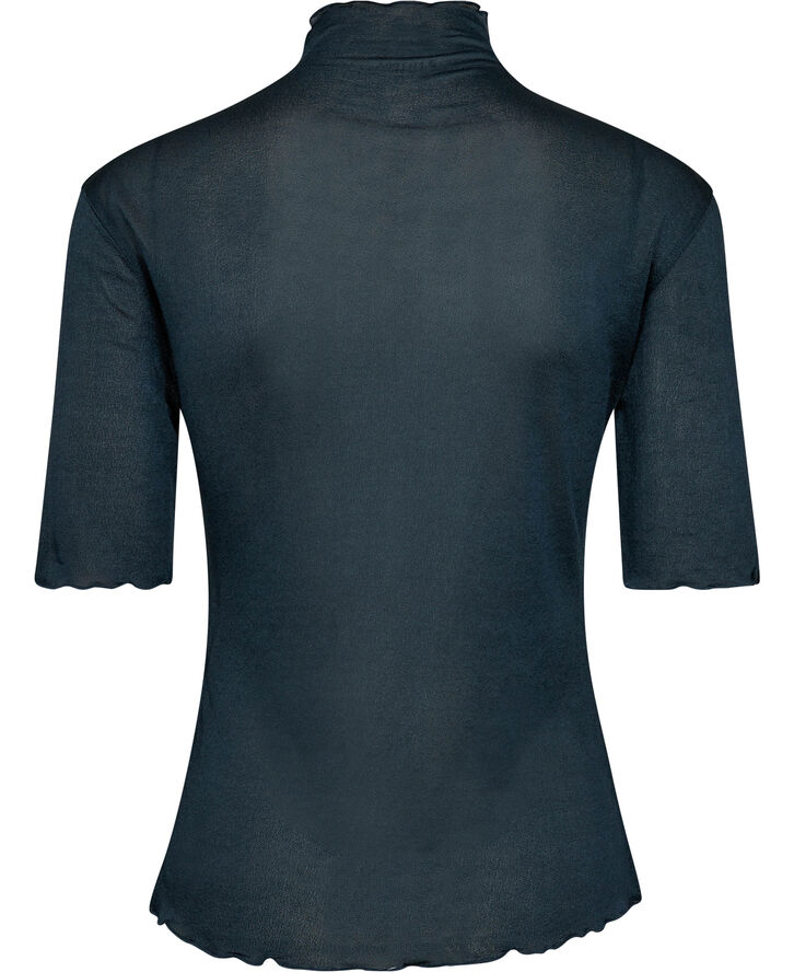 Filippa K Mock Neck Frill Top Dawn blue