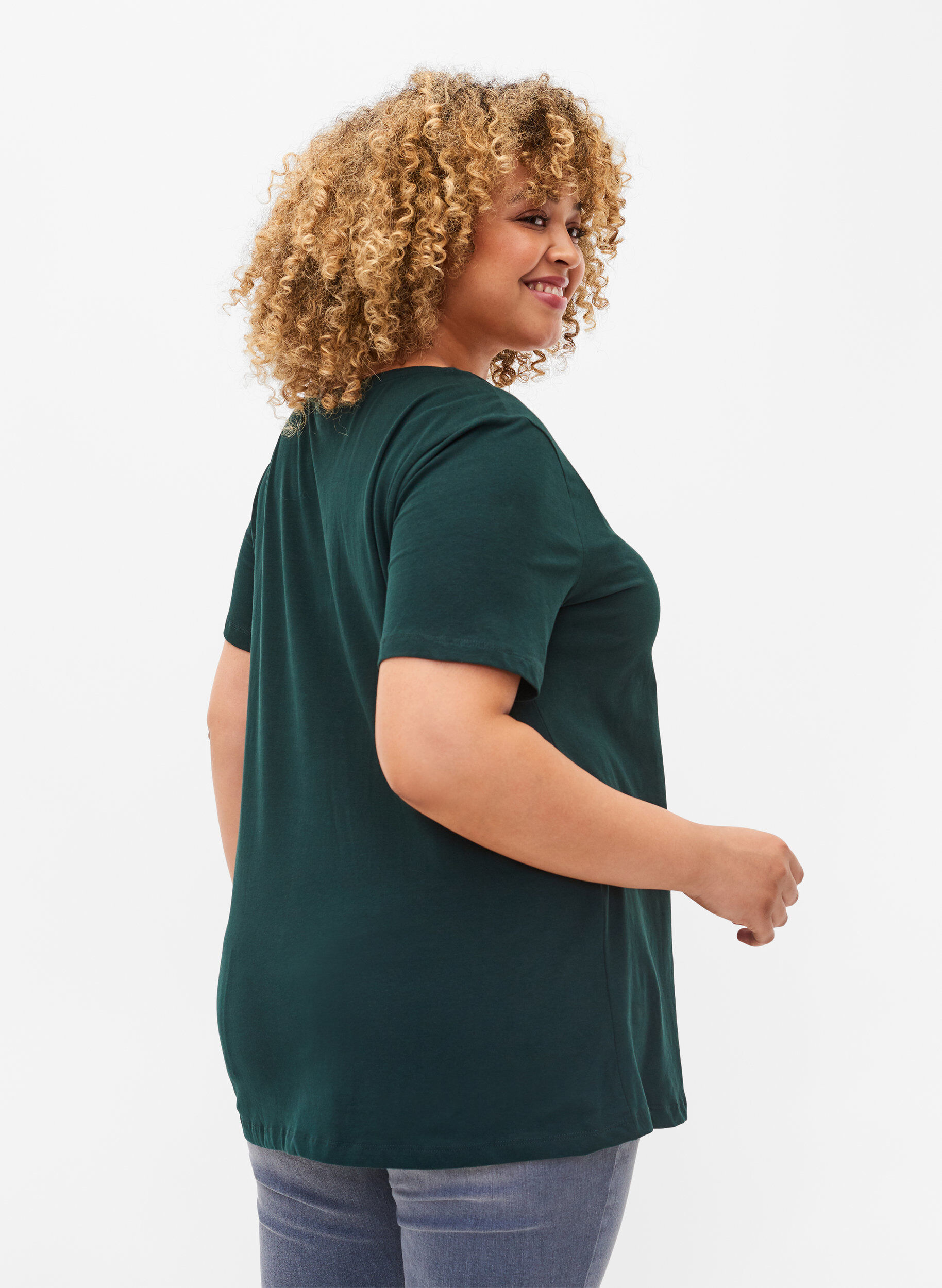Ensfarvet basis t-shirt i bomuld
