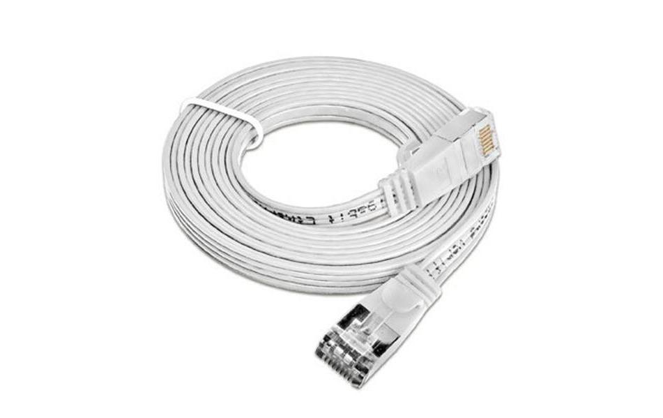 Slimpatchkabel RJ-45 - RJ-45, Cat 6, STP, 2 m, WeissGeschirmtes Twisted-Pair-Kabel (STP) mit Klinkenschutz