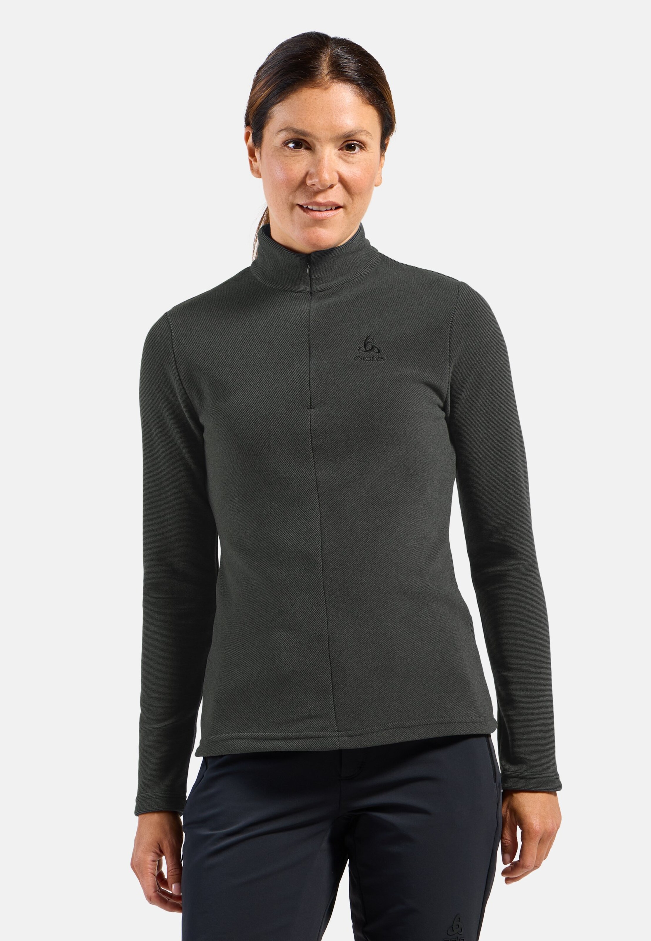 Damen Roy Mid Layer mit Halbreissverschluss in shale grey - black stripes
