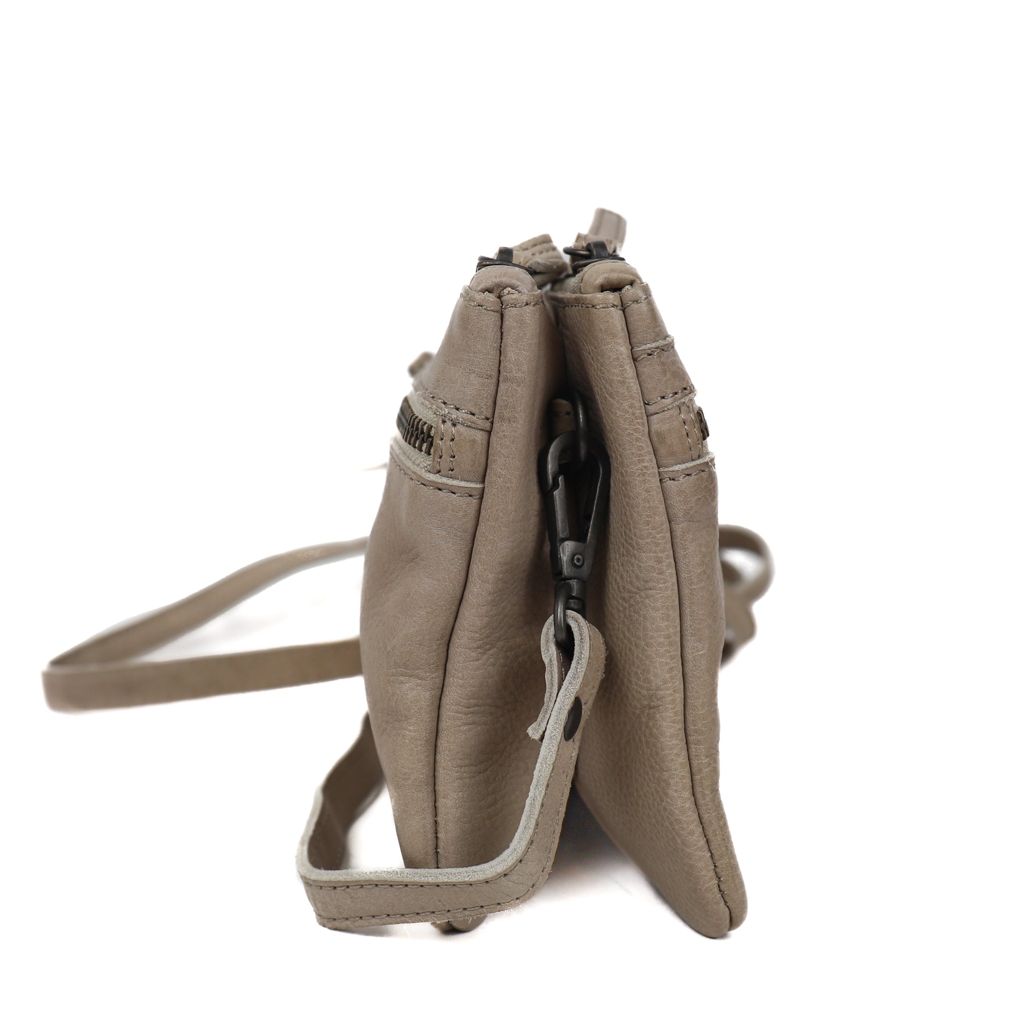 Schoudertasje dubbele rits 'Linda' silver mink Silver mink