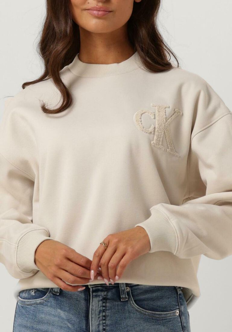 CALVIN KLEIN gebroken wit calvin klein trui chenille ck crewneck