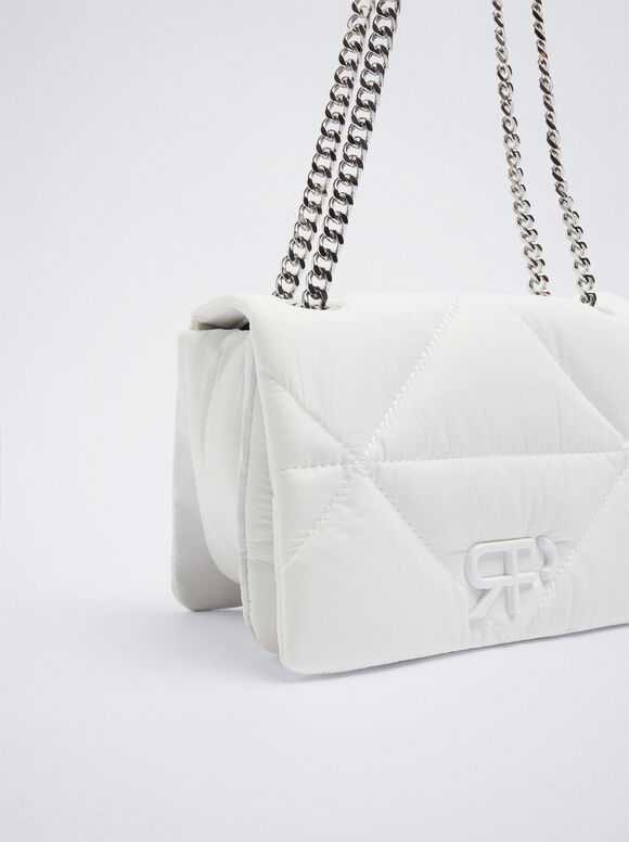 Bolsa matelassada com corrente - Branca