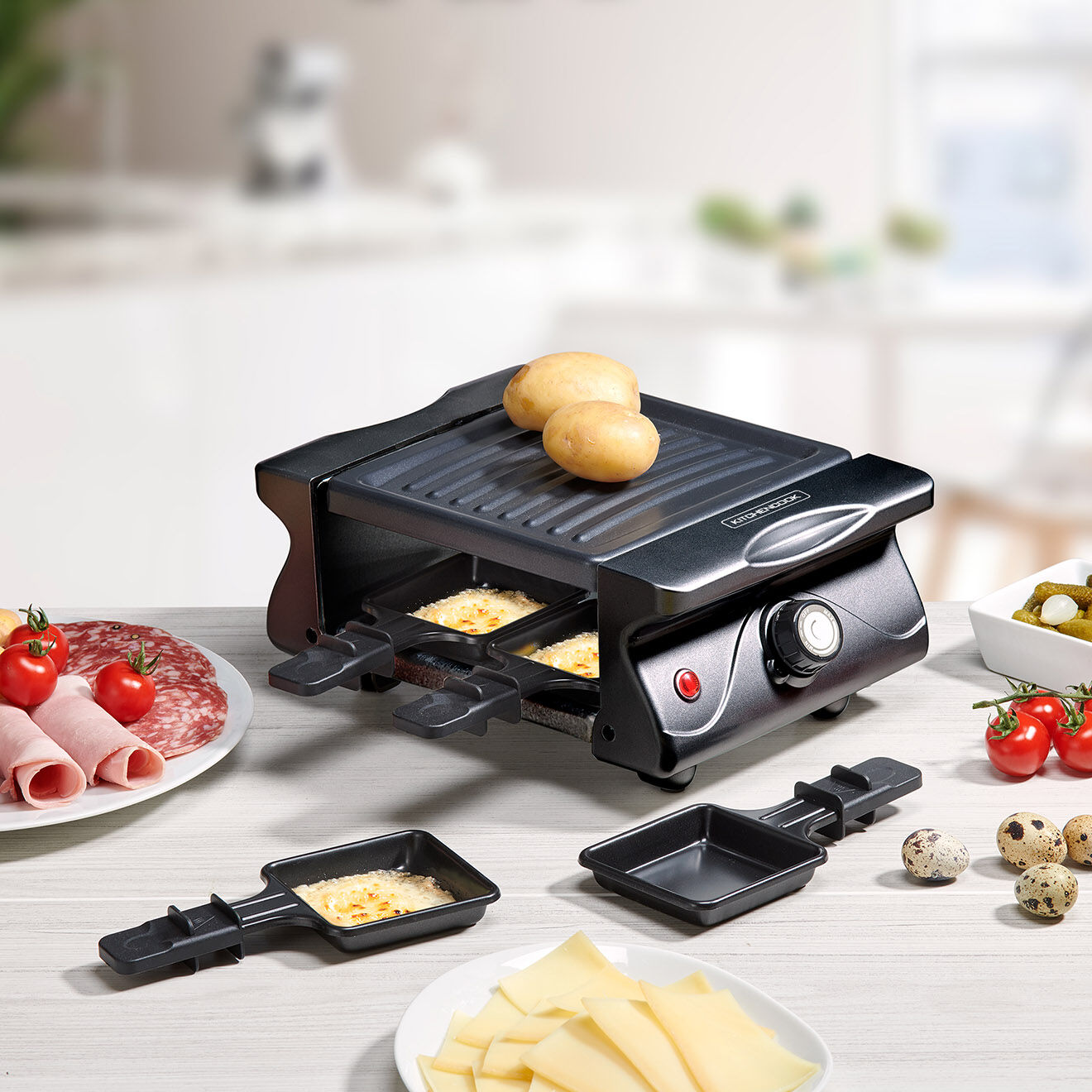 Kitchencook Raclette Grill noire - 4 personnes