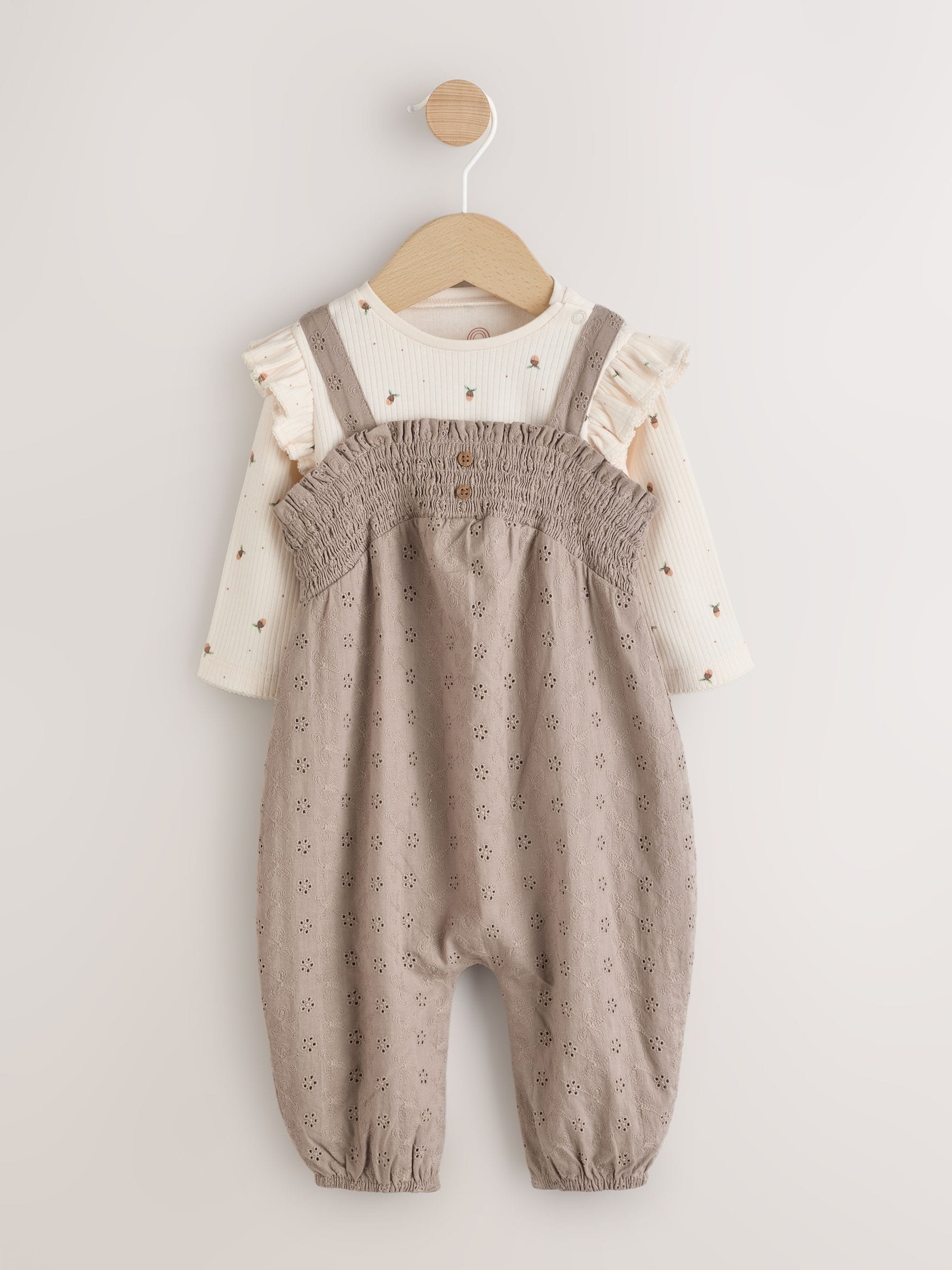 Naturel Broderie - Baby tuinbroek en bodysuit 2 -delige set (0mnd -2jr)