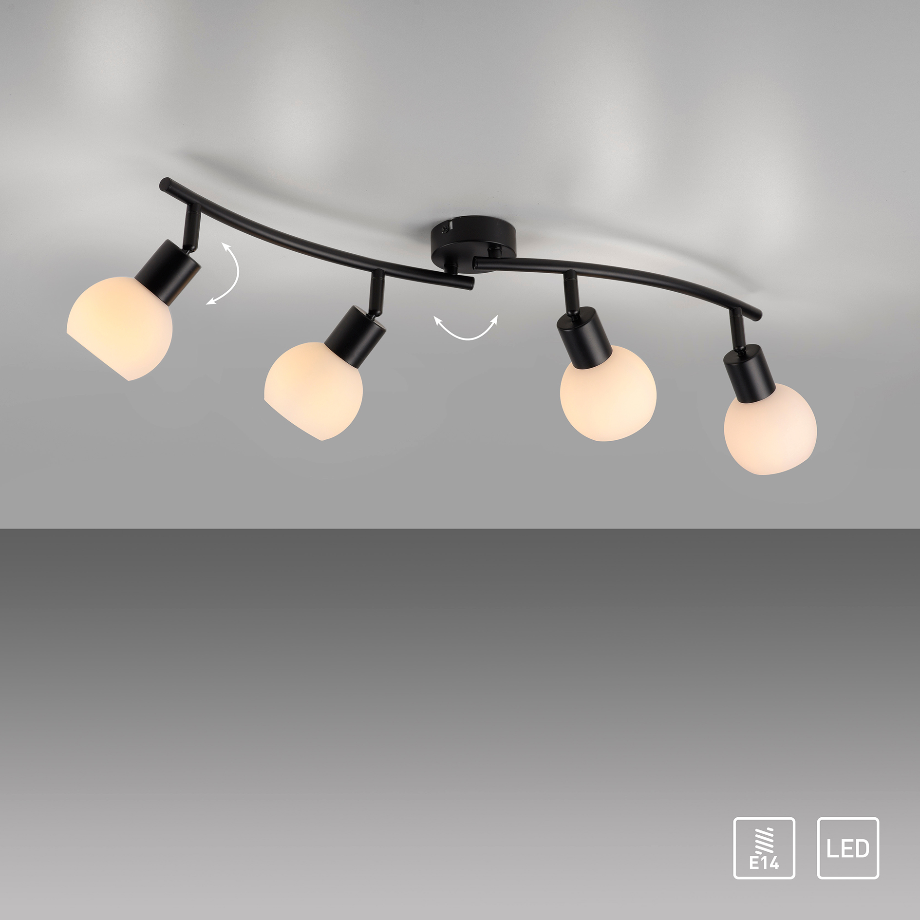 LED-Deckenstrahler - schwarz - 4-flammig
