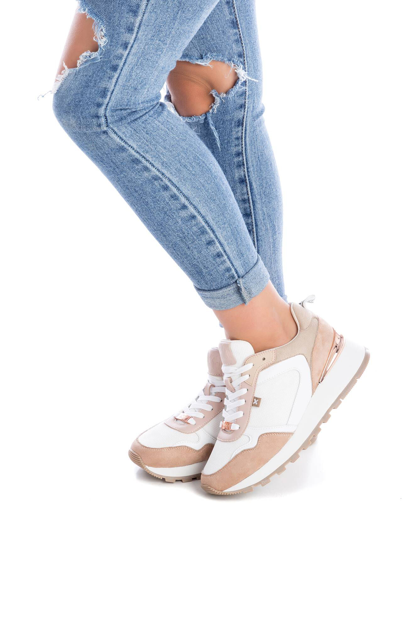 Zapato sra têxtil combinado bege - Bege