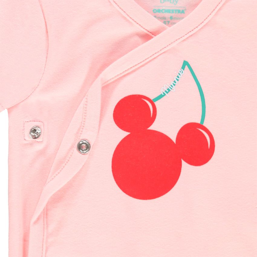Body manches courtes print Minnie forme cerises - Rose