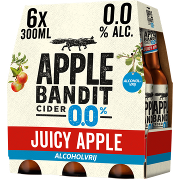 Apple Bandit Juicy Apple 0.0 Cider Fles 6 x 300ml
