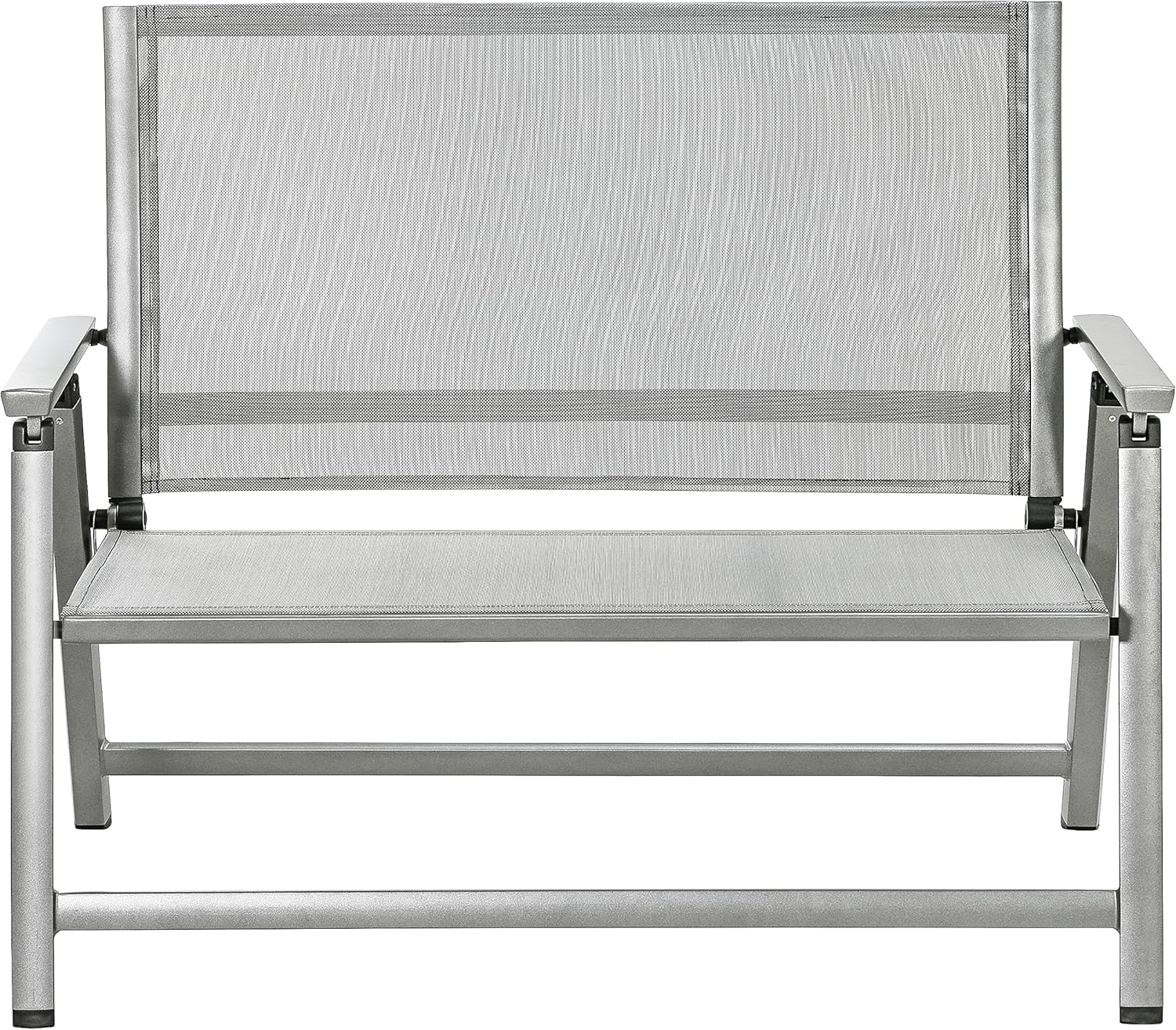 Dehner Klappbank Chicago | 2-Sitzer mit Rückenlehne und Armlehnen | komfortable Sitzbank | klappbar, wetterfest | Aluminium, Textilene | Gartenbank, Parkbank, Doppelbank | ca. 106 x 97 x 59.5 cm