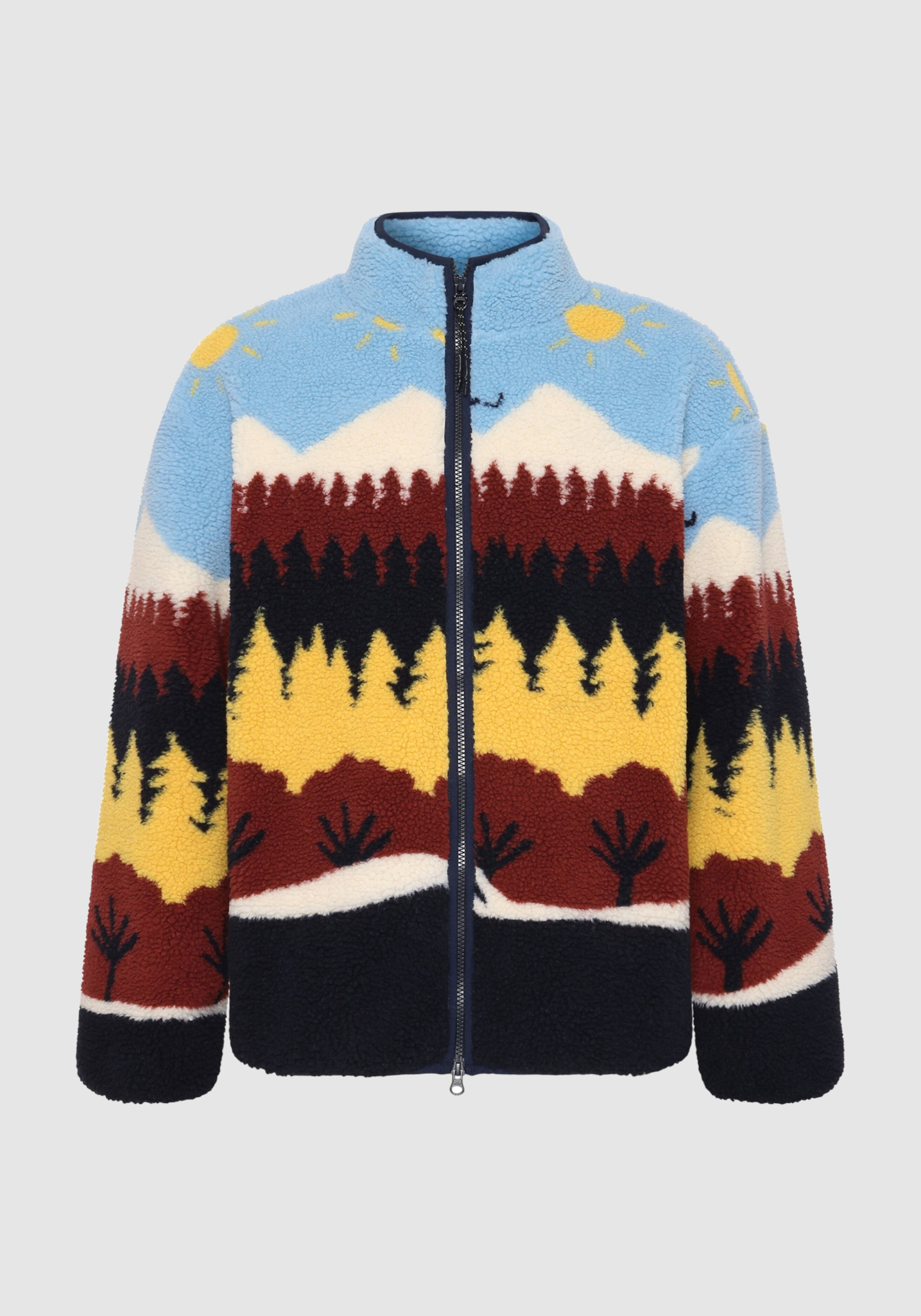 Knowledge Cotton Apparel Fleecejacke Loose Faroe Isle Teddy Multi Color AOP