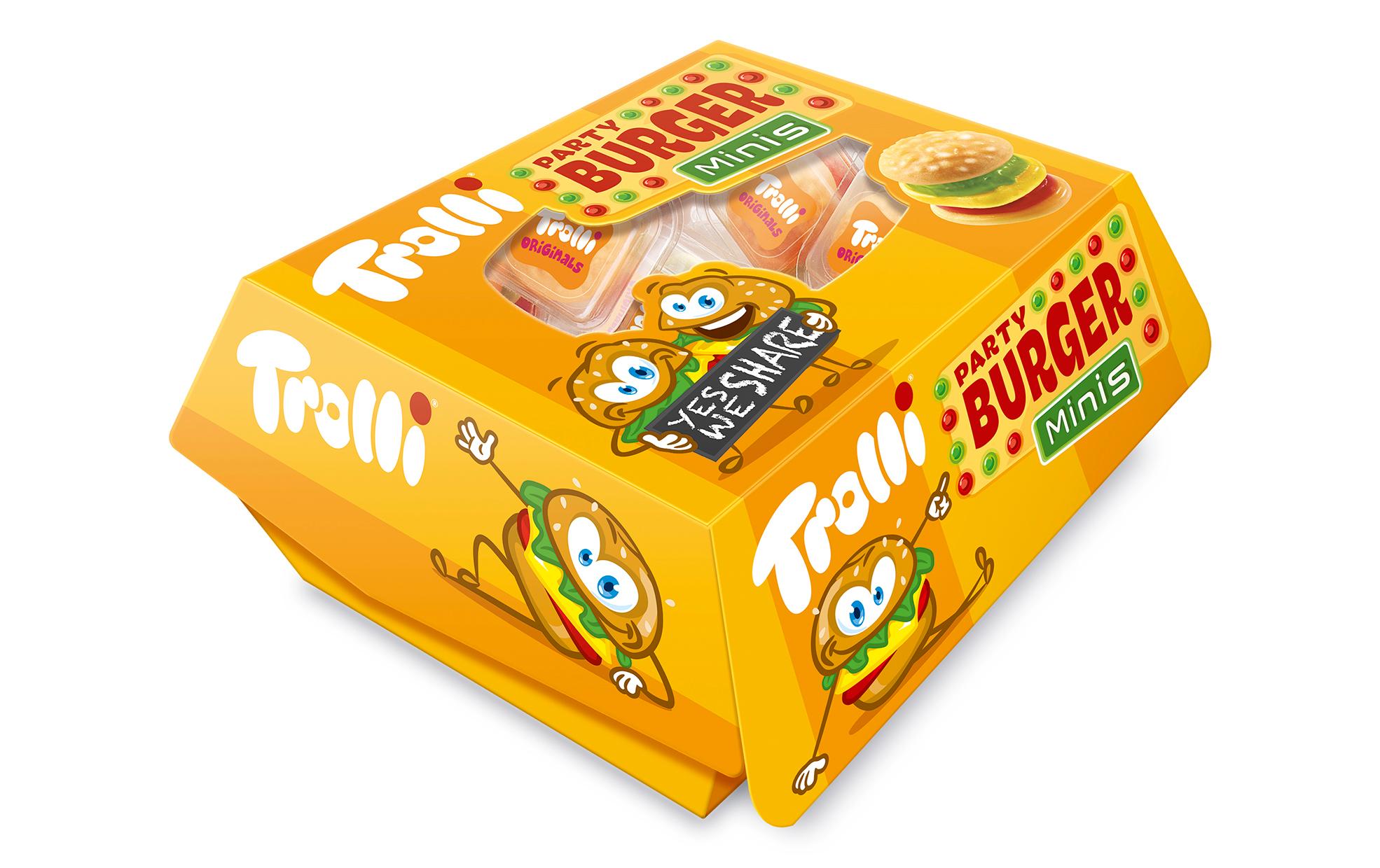 Gummibonbons Mini Burger Box 150 gKlassische Trolli Gummiburger in Snackbox