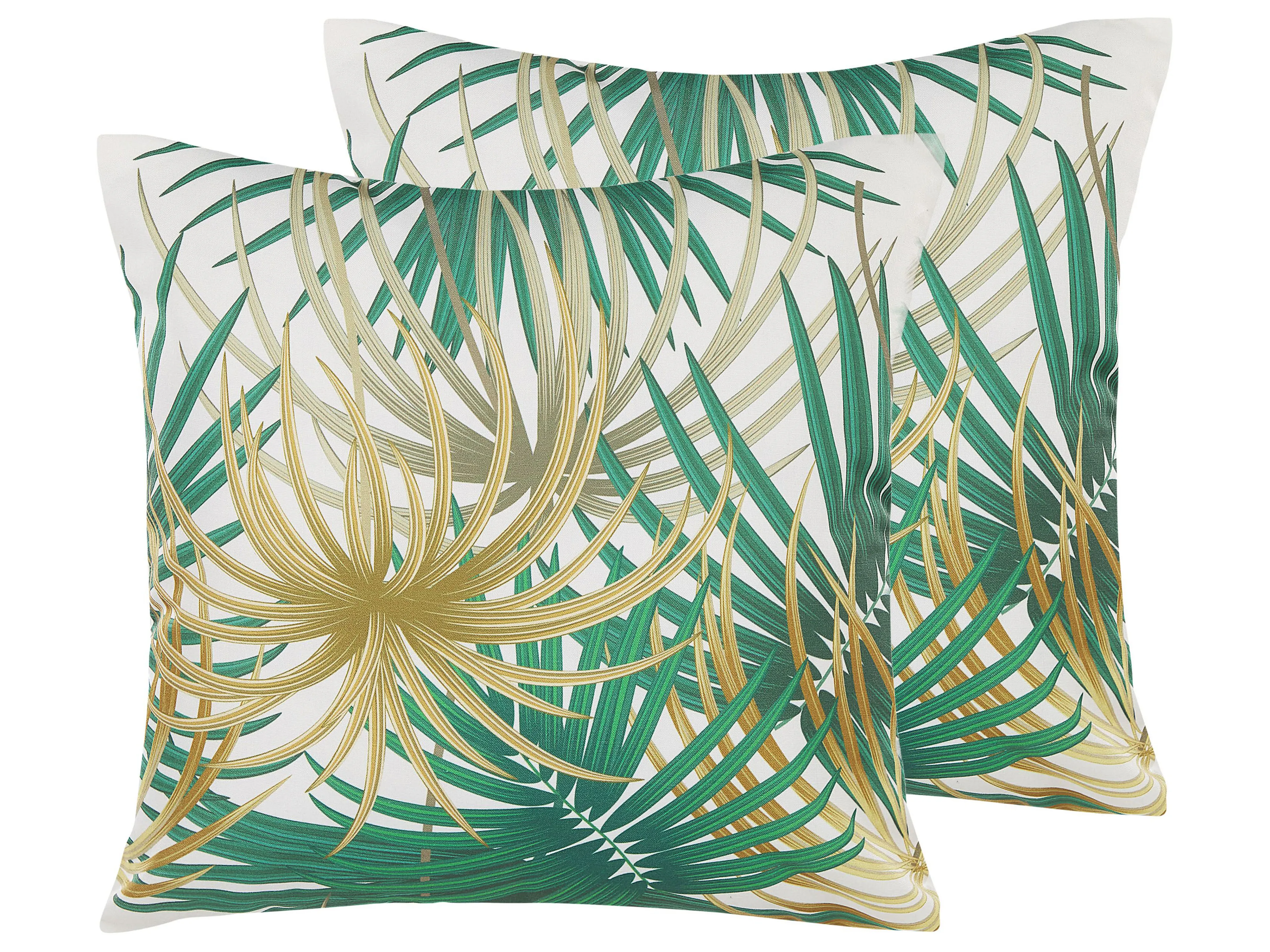 Set van 2 tuinkussens GAIANA bladpatroon 45 x 45 cm Groen