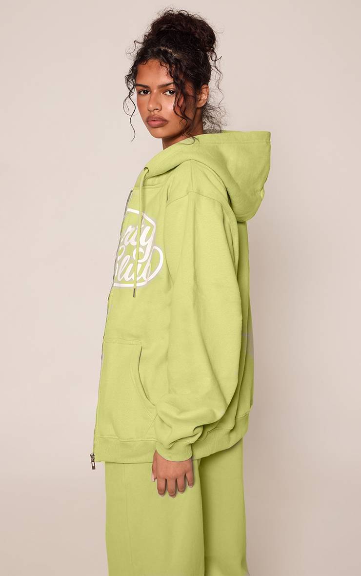 Lime Green Sweat À Casynthétiqueche Zippé En Molleton De Coton Sports Club