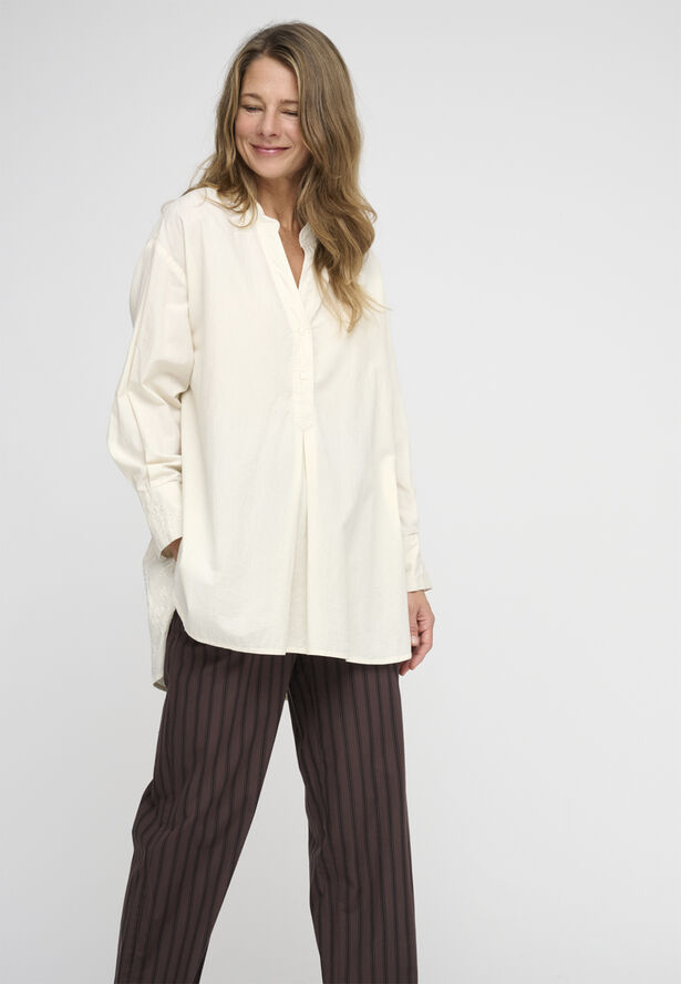 Moshi Moshi Mind posy shirt poplin Natural emb