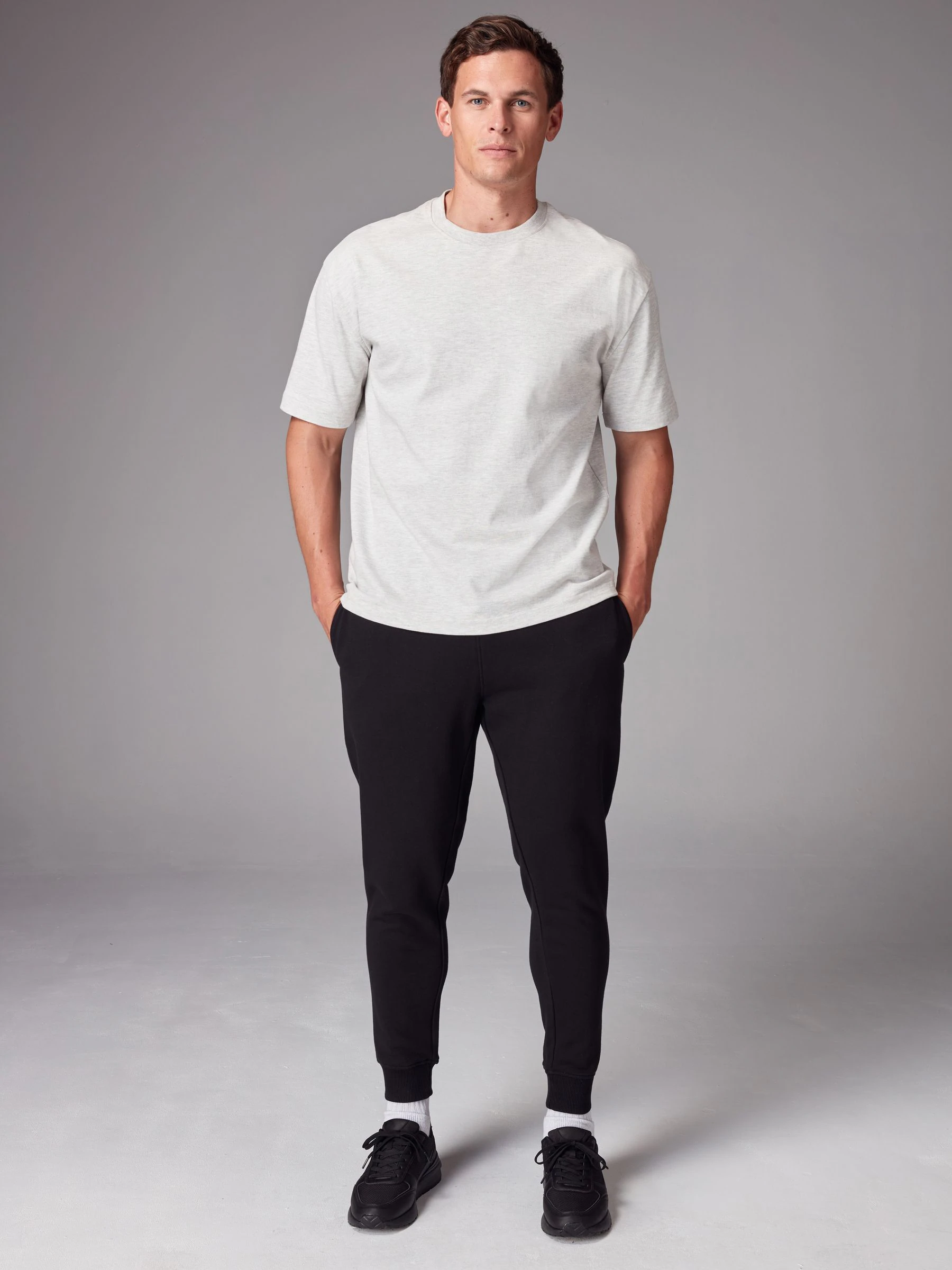 Zwart - Verpakking van 2 slim-fit jersey joggingbroeken met hoog katoengehalte