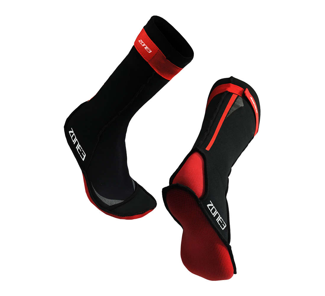 Zone3 Neoprene Swim Sokken Zwart/Rood
