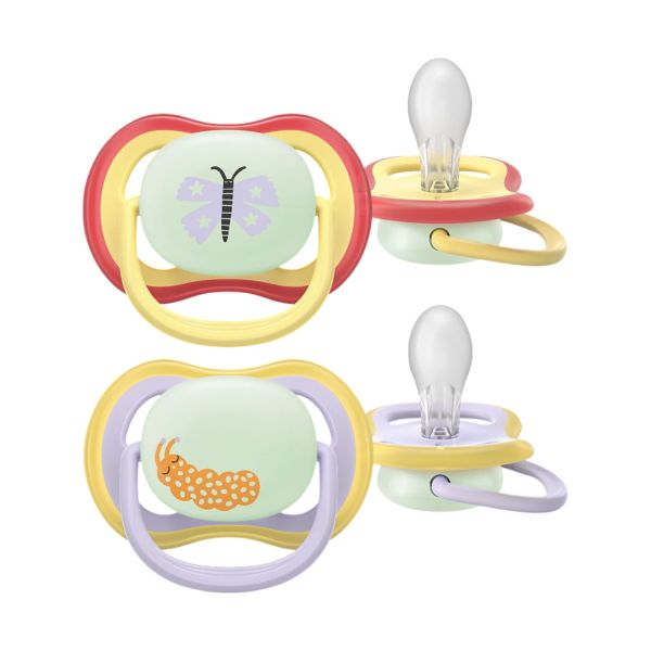 Philips Avent Ultra Air Fopspeen - 0-6 Mnd - 2 Stuks - Plant-based - Glow In The Dark