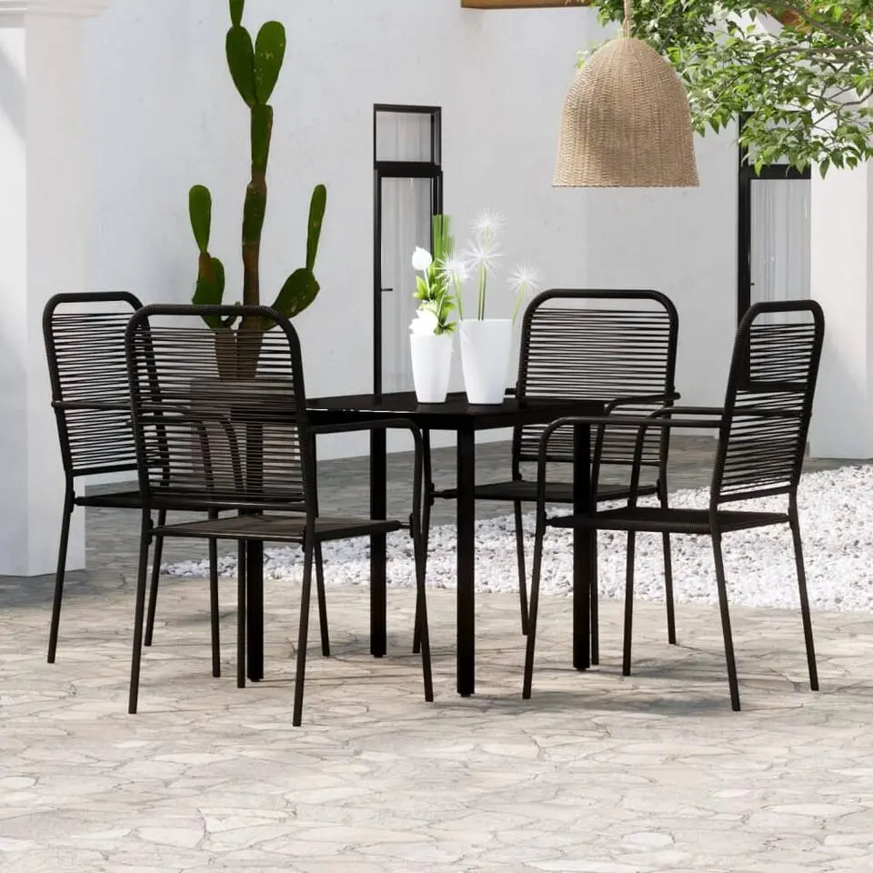 vidaXL - 5-delige Tuinset - Zwart katoenen touw en staal - 80x80 cm