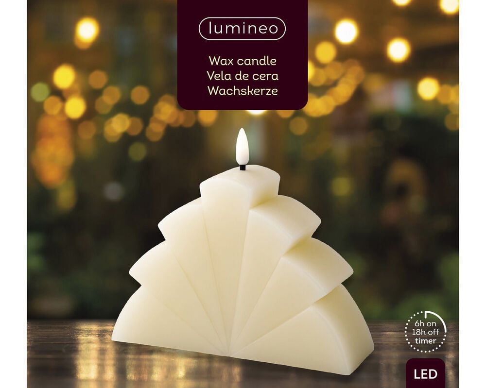 Lumineo Wax - Crème LED Kaars - 16.2 cm - Creme/warm wit