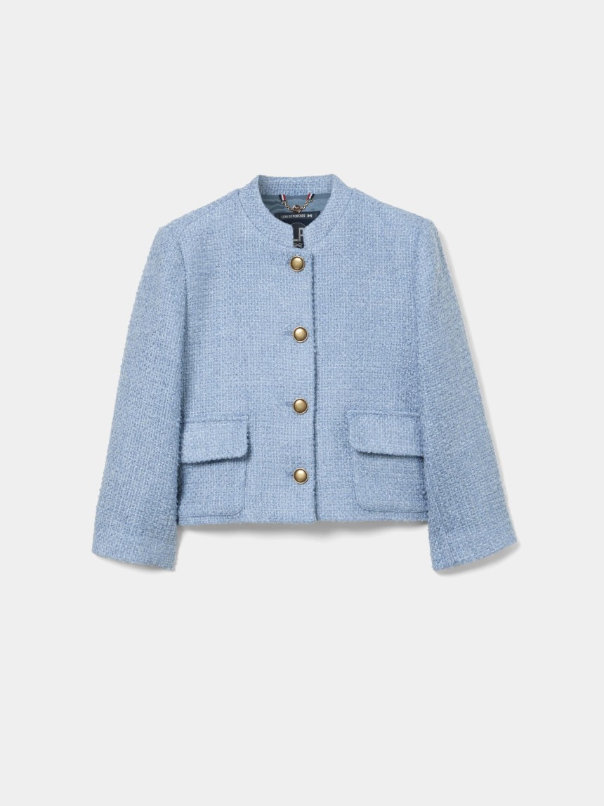 Casaco curto estilo tweed