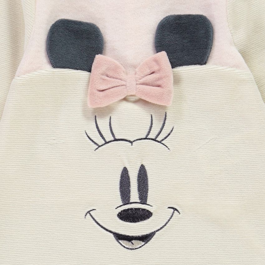 Dors-bien en velours ottoman détails brodés Minnie Disney pour bébé fille - Blanc