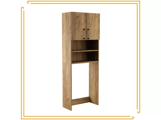 Armoire de Salle de Bain au-dessus de la Machine à Laver Sèche-Linge Colonne Étagère Intégrée pour Appareils Ménagers Chêne Craft