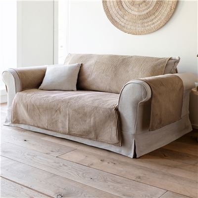 Protège-fauteuil et canapé universels velours côtelé