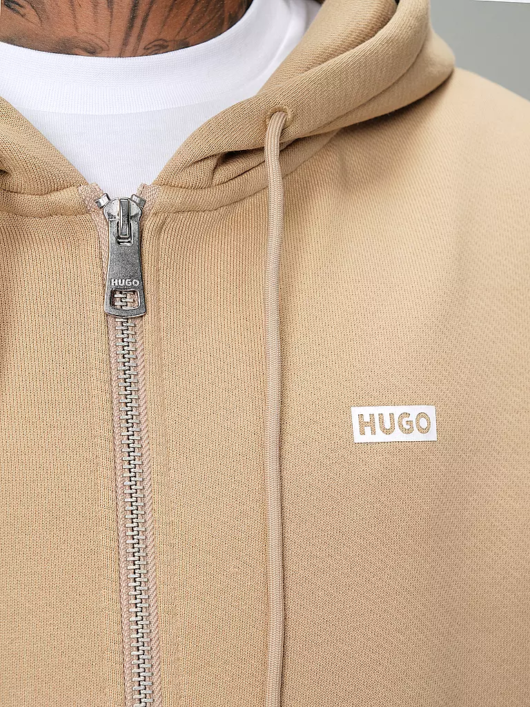 HUGO Kapuzensweatjacke NARDIMEZ beige