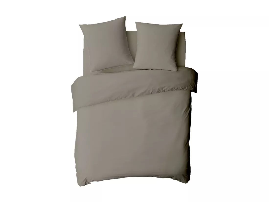 Housse de couette en coton 57 fils unie vison 140x200cm