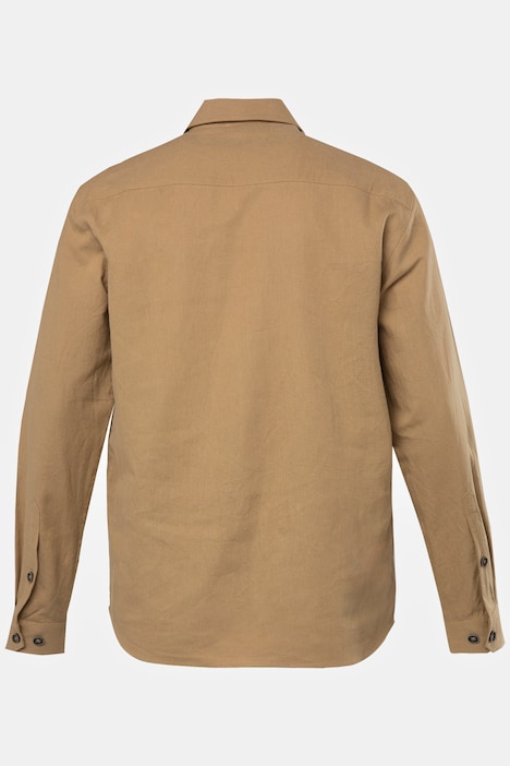 Leinenmix-Overshirt, Langarm, Hemd, Kentkragen, bis 8 XL