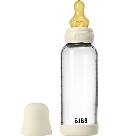 BIBS Babyflasche - 240 ml - Glas/Naturgummi - Ivory