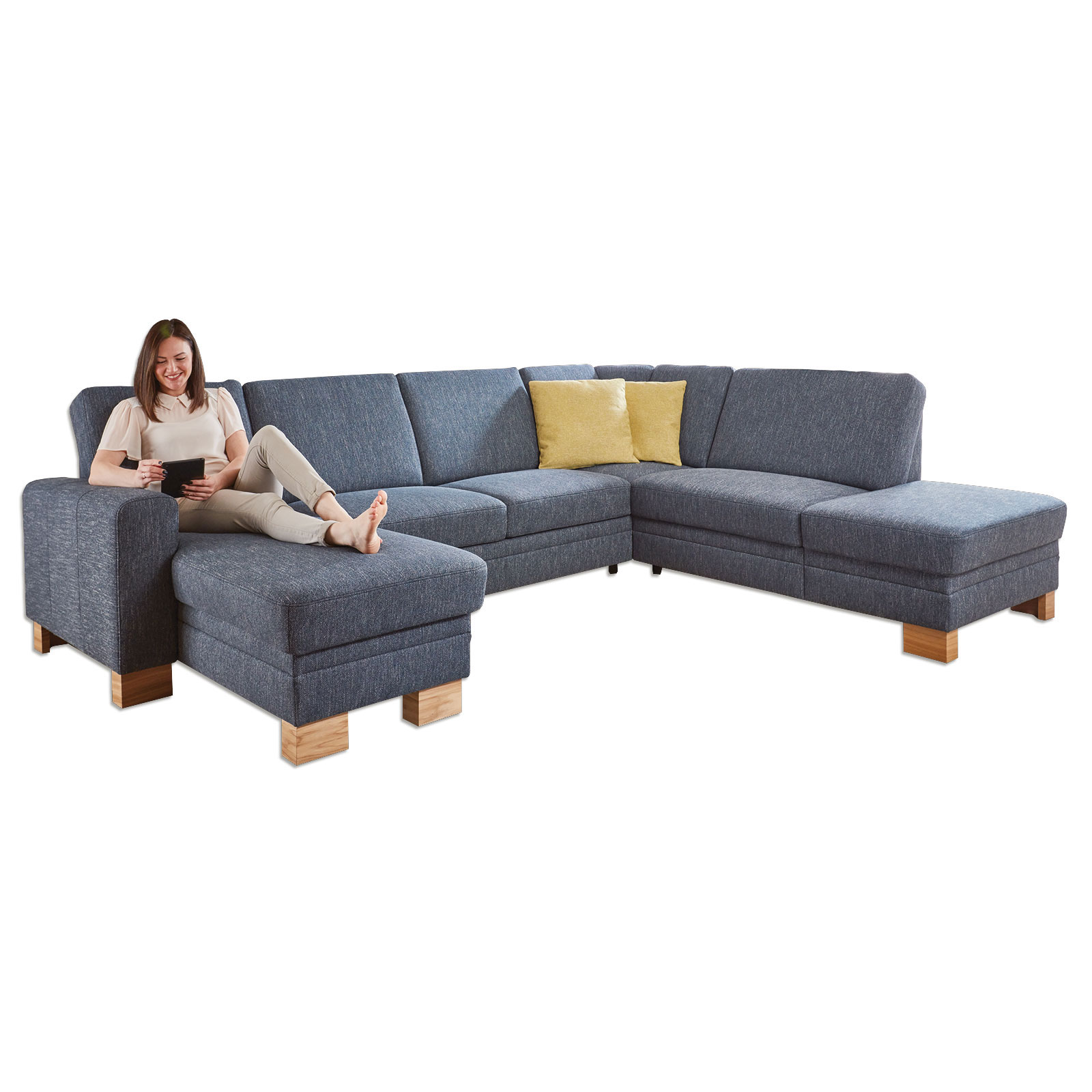 polsterpower Wohnlandschaft - blau - Basismodell - Canape links