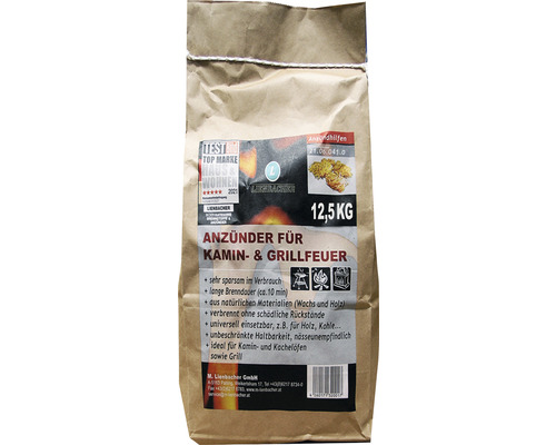 Aanmaakblokjes voor open haarden en barbecues, Lienbacher, 12,5 kg, ca. 1000 stuks