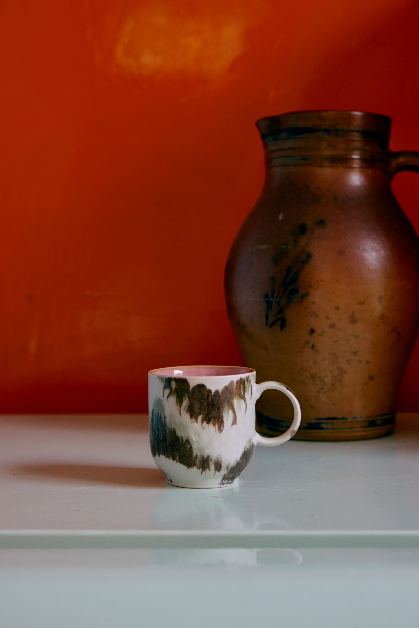 Servies 70's Ceramics cafe mug Abstract - set van 4