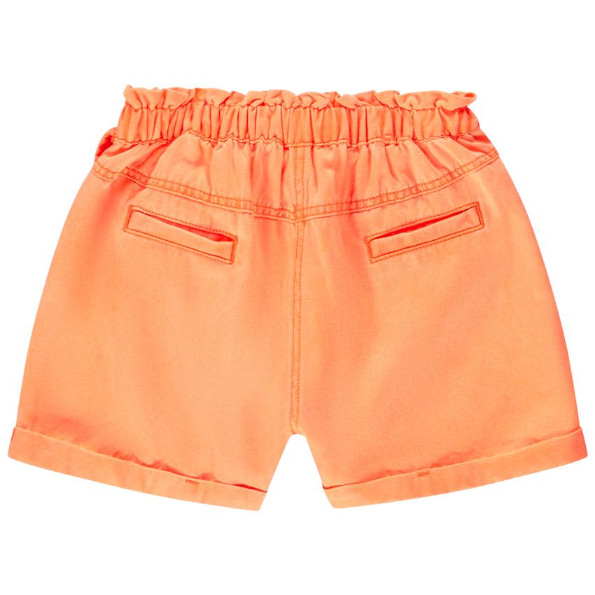 Short en toile uni pour fille - Corail