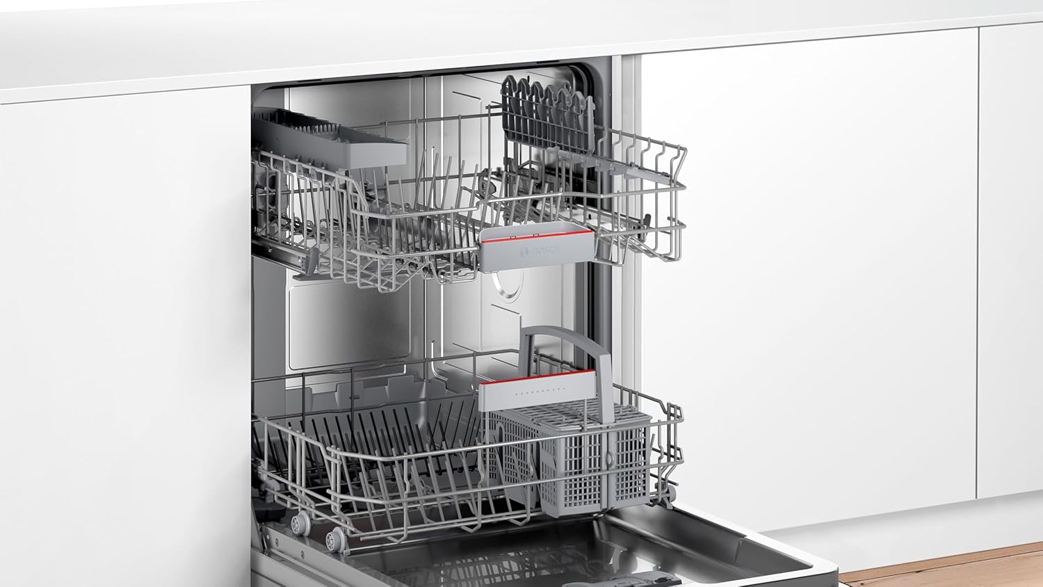 Bosch SMV4HTX00E Serie 4 Geschirrspüler, 60 cm, vollintegrierte Spülmaschine mit Besteckkorb, Extra Trocknen, Flex Körbe, Rackmatik, Silence Programm, Programmassistent, Home Connect, Info Light