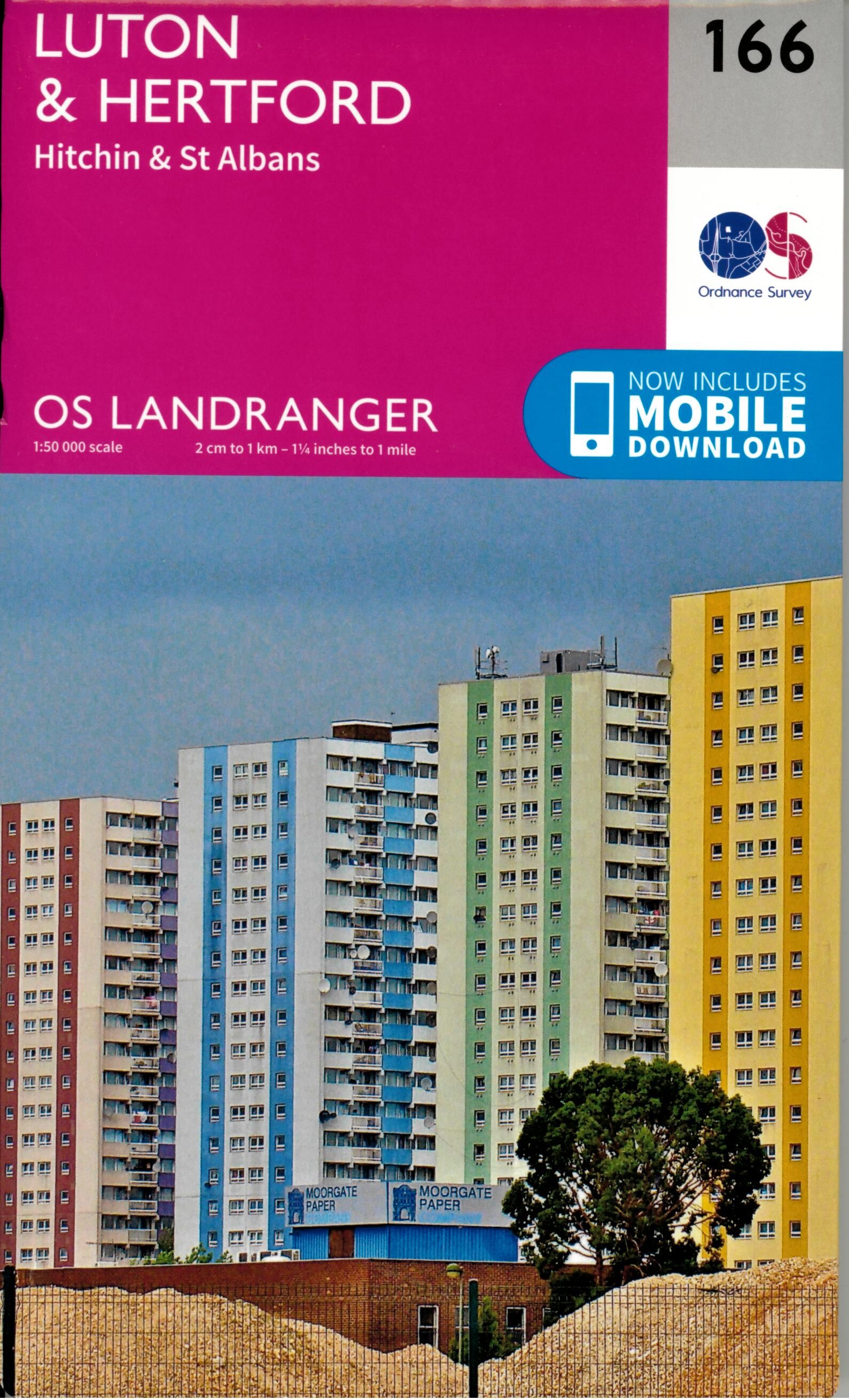 ORDNANCE SURVEY - 166 GB LUTON HERTFORD 1 50 000