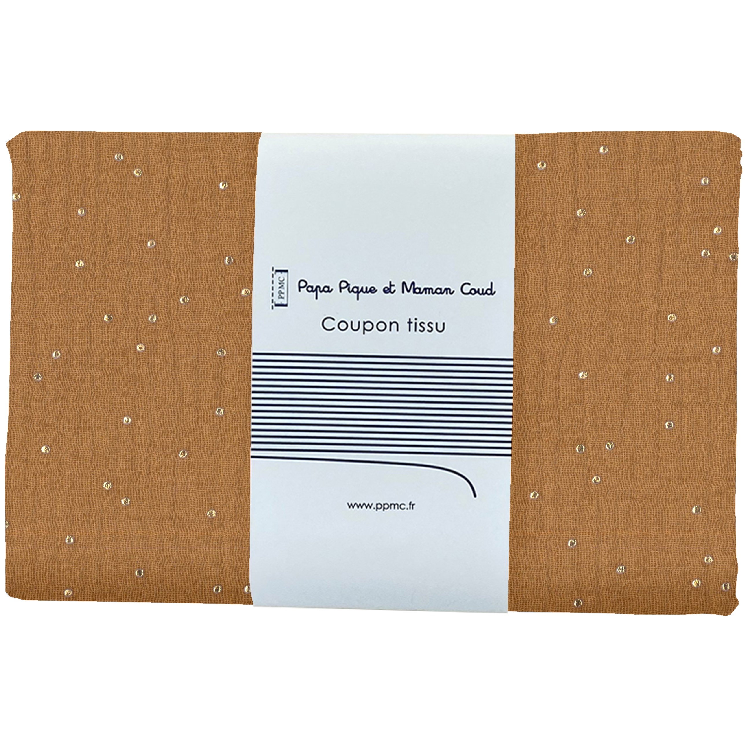 Coupon Tissu 1 M Gaze Pois Or Caramel