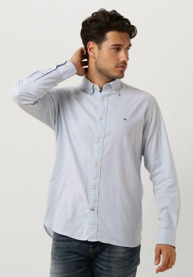 TOMMY HILFIGER lichtblauwe tommy hilfiger casual overhemd core 1985 flex oxford rf shirt