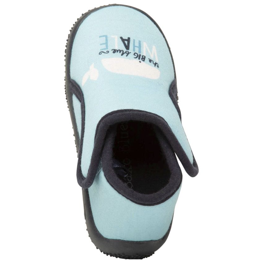 Chaussons forme bottillons double scratch print baleine pour bébé garçon - Bleu