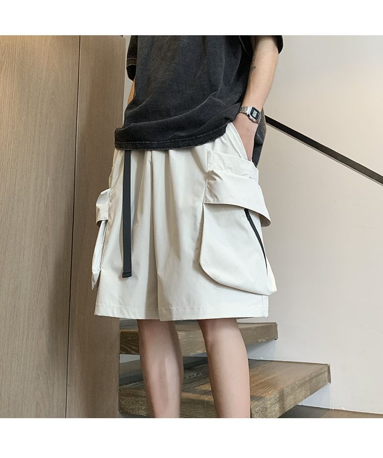 Ninine - Cargoshorts met wijde pijpen en effen taille