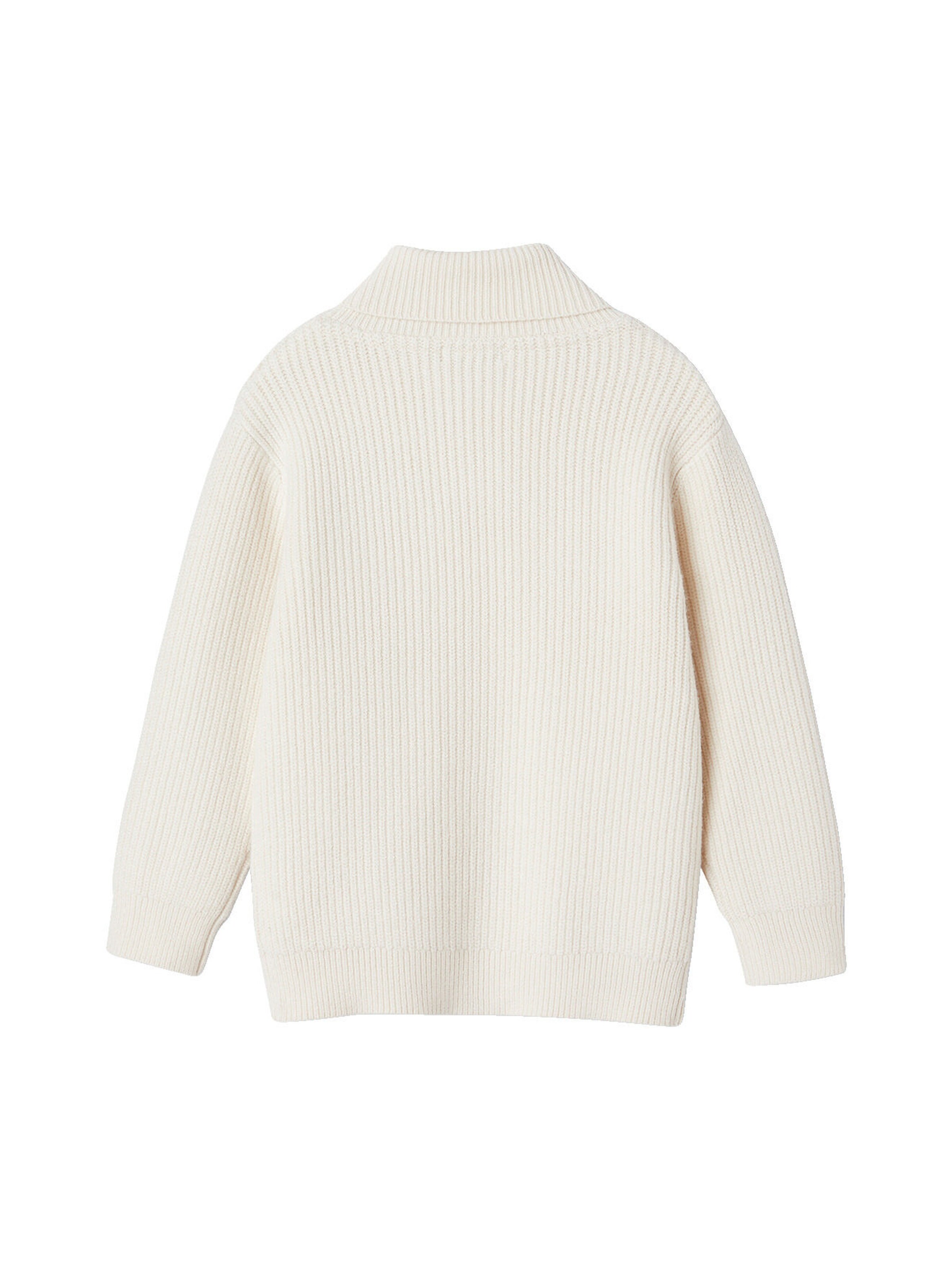 Vertbaudet Jungen Pullover mit überkreuztem Stehkragen wollweiß