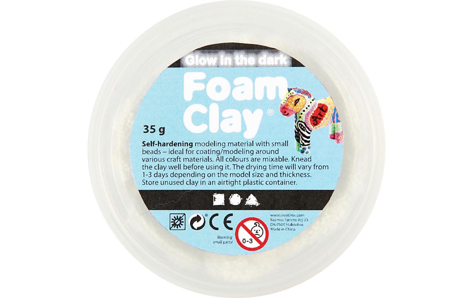 Modelliermasse Foam Clay 35 g Fluoreszierend WeissSelbsthärtende Modelliermasse mit winzigen Styroporkügelchen