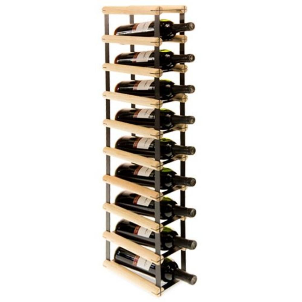 PROREGAL Modulair Wijnrek Vinotega Mod Metaal HxBxD 92,5 x 12,5 x 24,5 cm 1 x 9 Flessen Massief grenenhout Natuurlijk