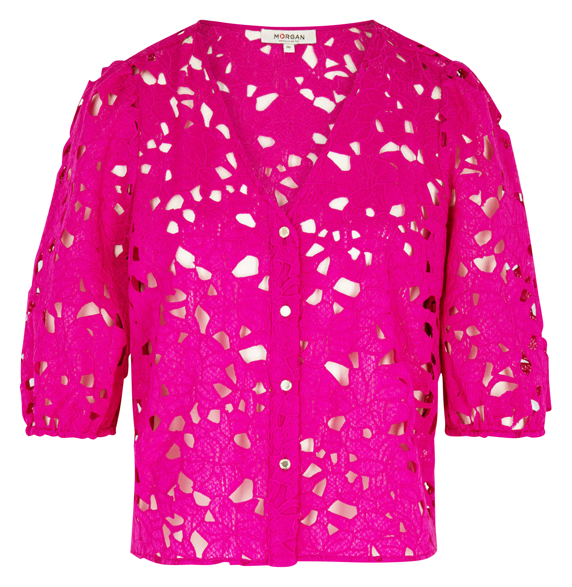 CHEB - Chemise manches 3/4 en dentelle| Rose
