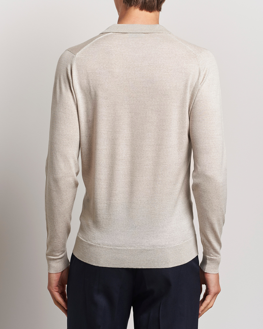 John Smedley Belper Extra Fine Merino Polo Pullover Grey Fleece