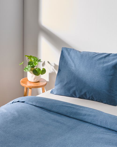 housse de couette flanelle 140x200/220 bleu chiné