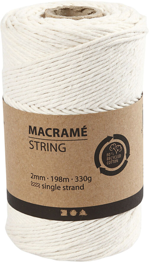 Creativ Company Macramé snor, L: 198 m, diam. 2 mm.
